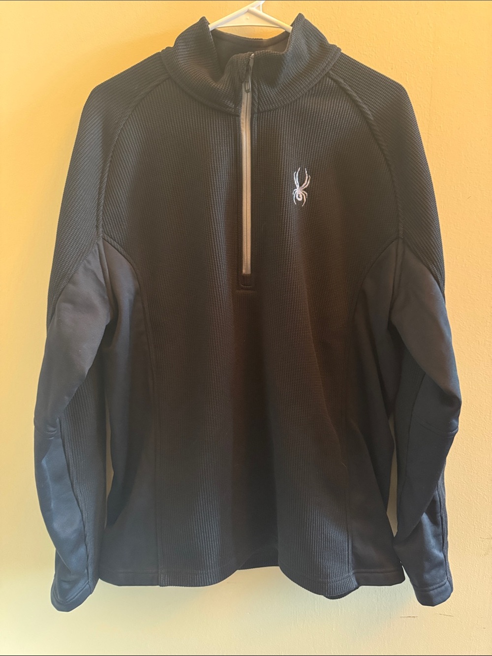 Spyder Men’s XL Quarter Zip Pullover Black Textured Performance Long Sleeve